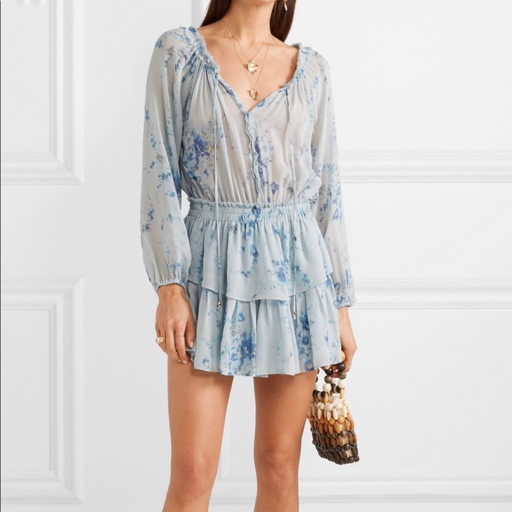 Loveshackfancy Popover Ruffle Mini Dress XS